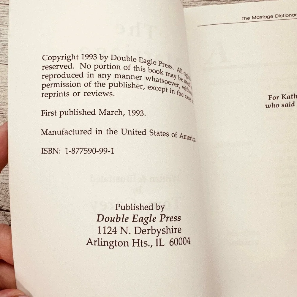 Marriage Dictionary Humor Book Tom Carey Paperback Funny Definitions PB‎